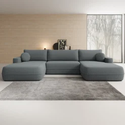 Fensa XL - Hoekbank 5-zits met chaise longue - Stof grijs