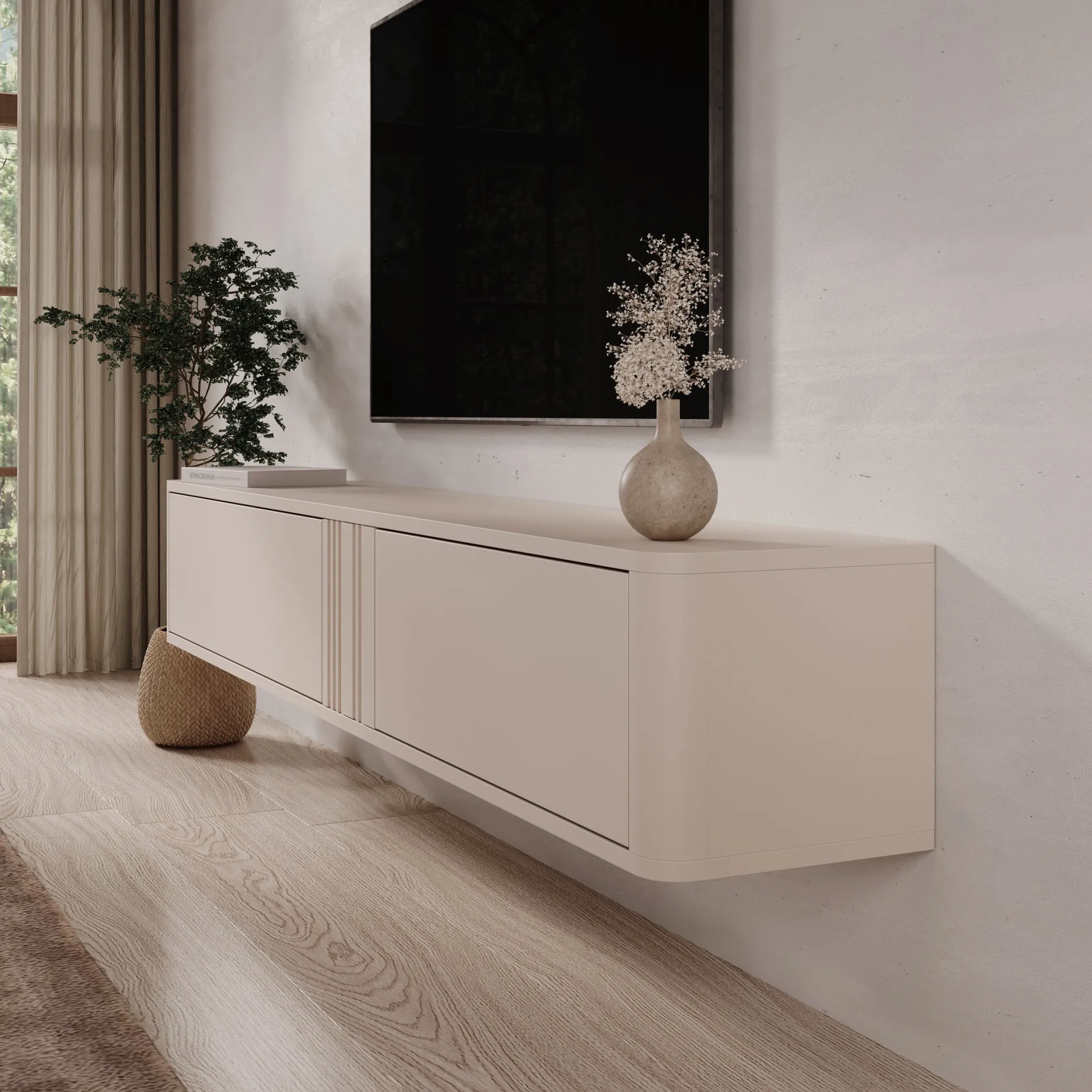 Fermano - TV-Meubel - Beige - 190x31x30 cm