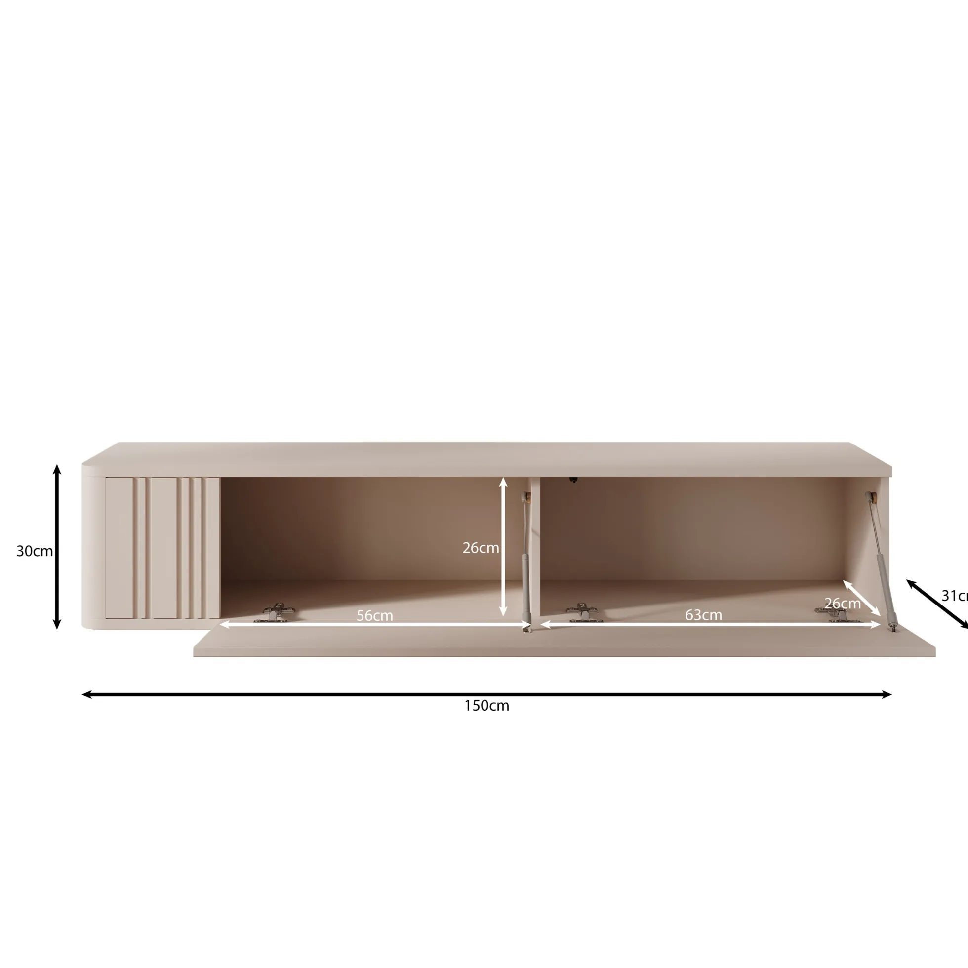Fermano - TV-Meubel - Beige - 150x31x30 cm