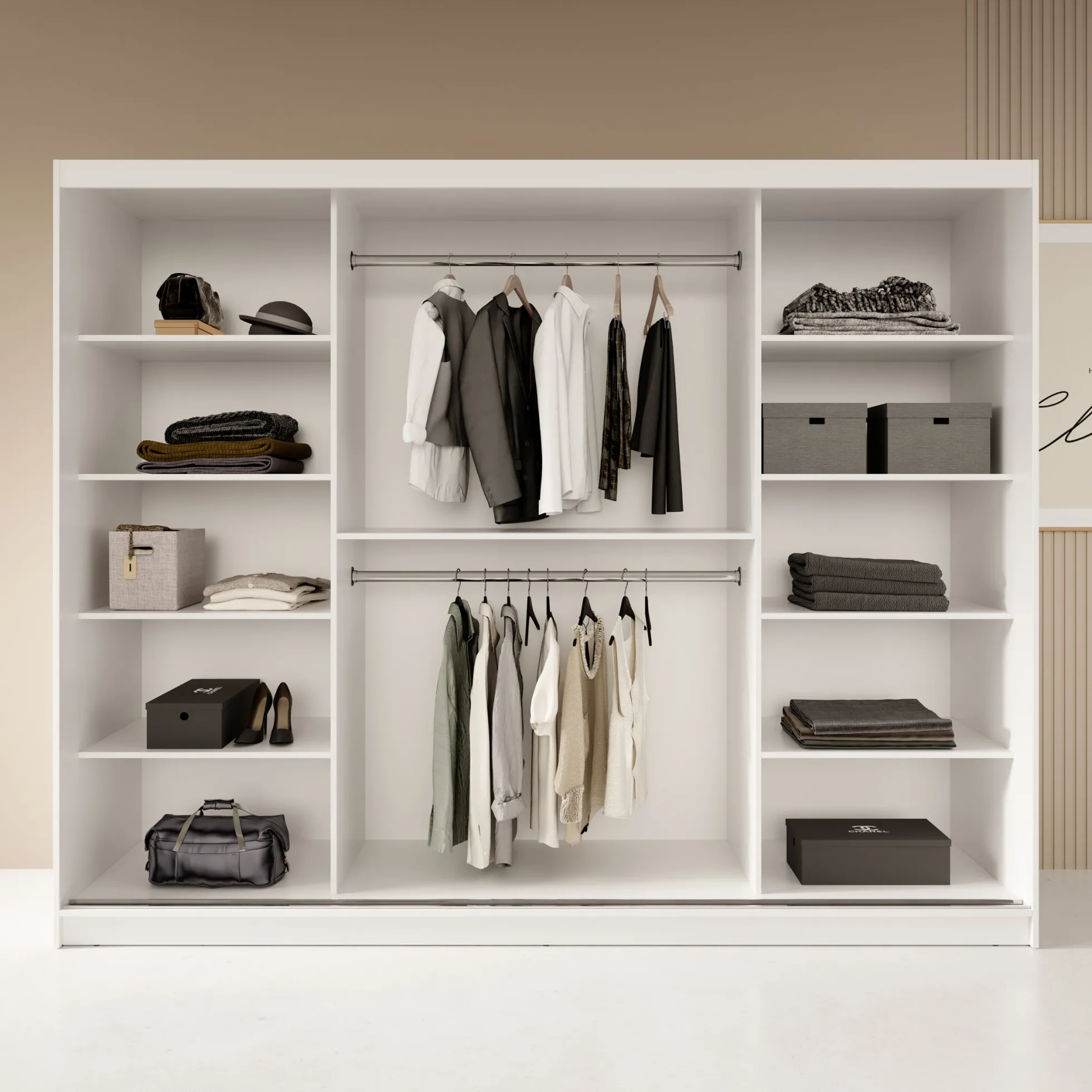 Fessaro - Kledingkast - Wit - 250x62x200 cm