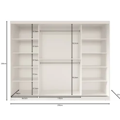 Fessaro - Kledingkast - Wit - 250x62x200 cm