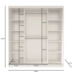 Fessaro - Kledingkast - Wit - 180x62x200 cm