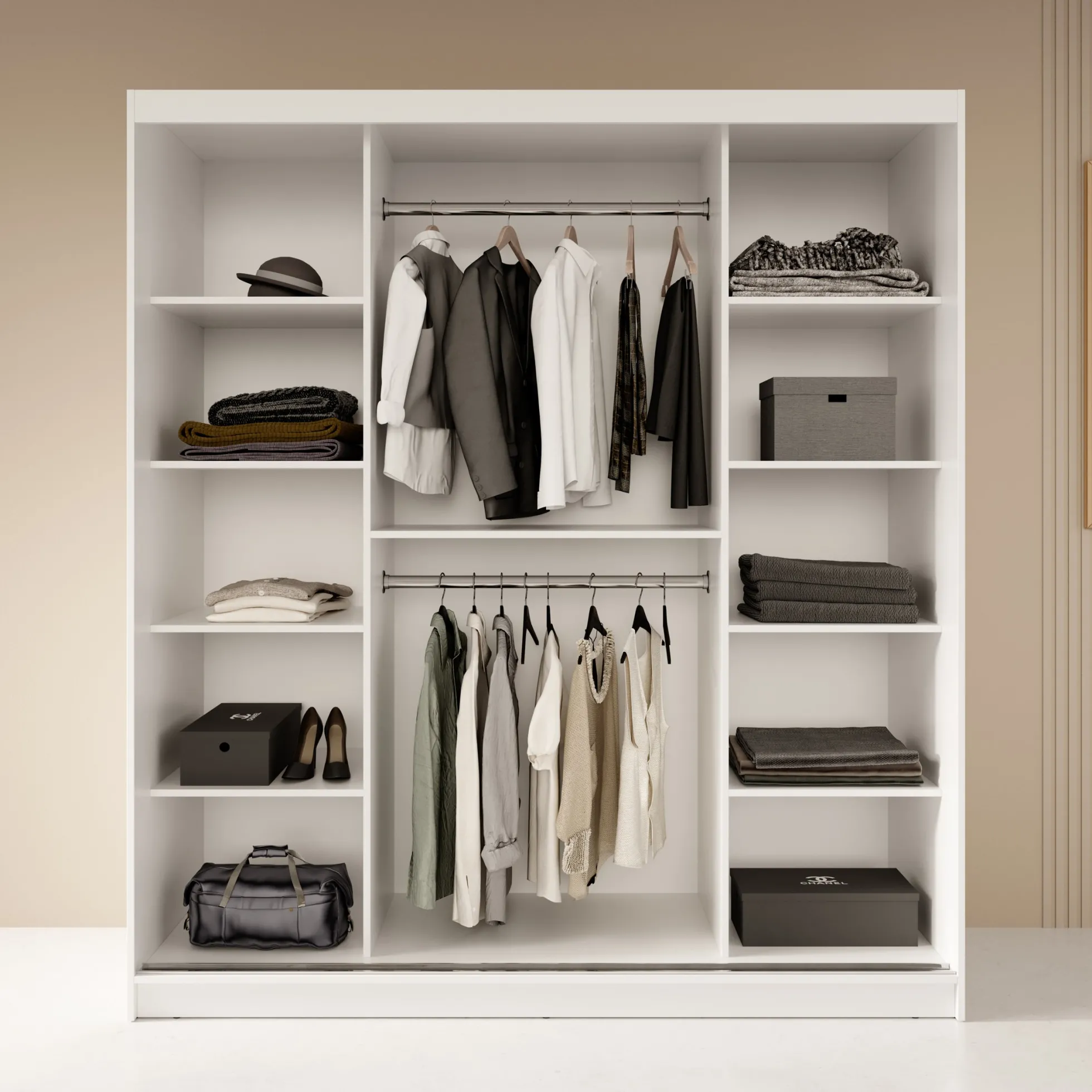 Fessaro - Kledingkast - Wit - 180x62x200 cm