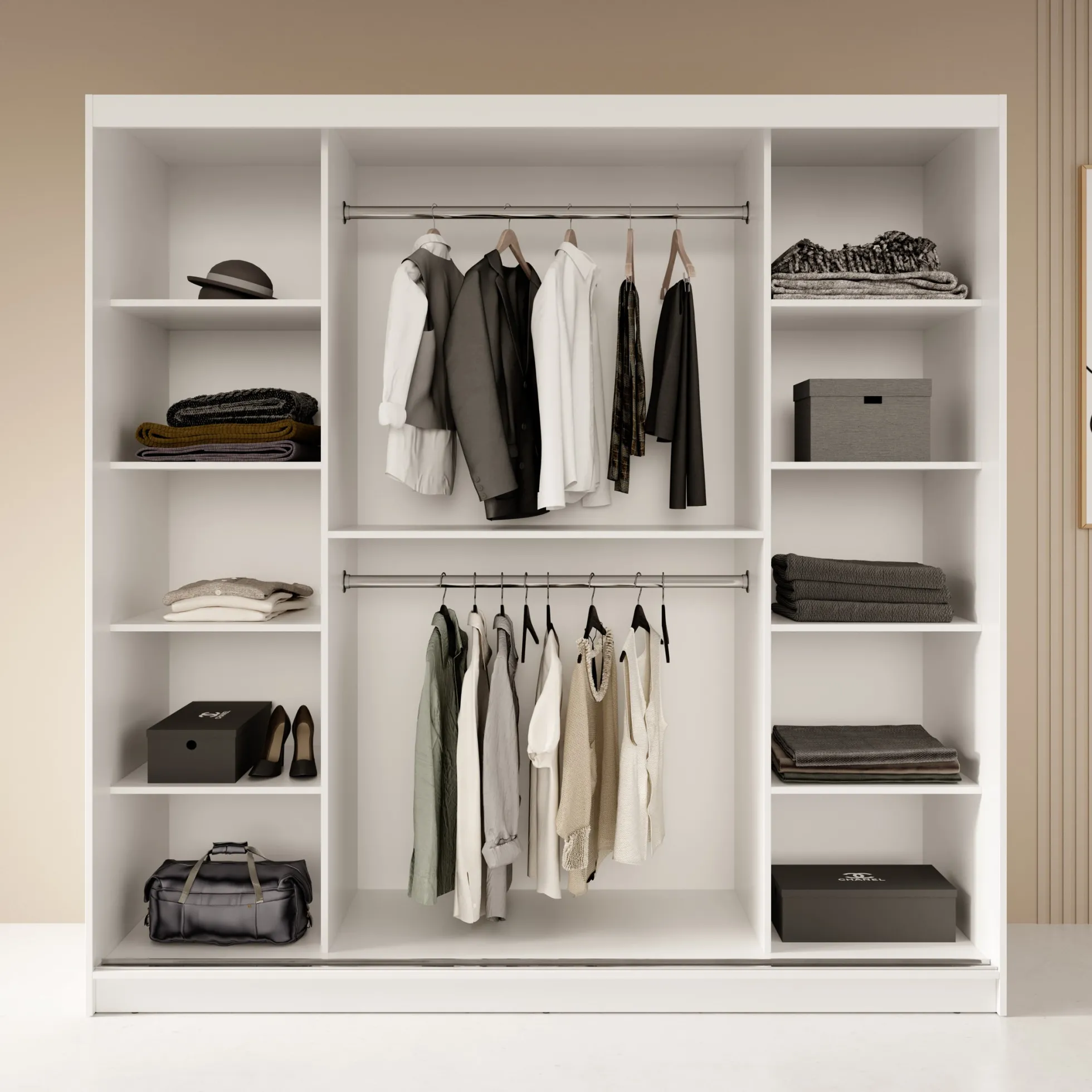 Fessaro - Kledingkast - Wit - 200x62x200 cm