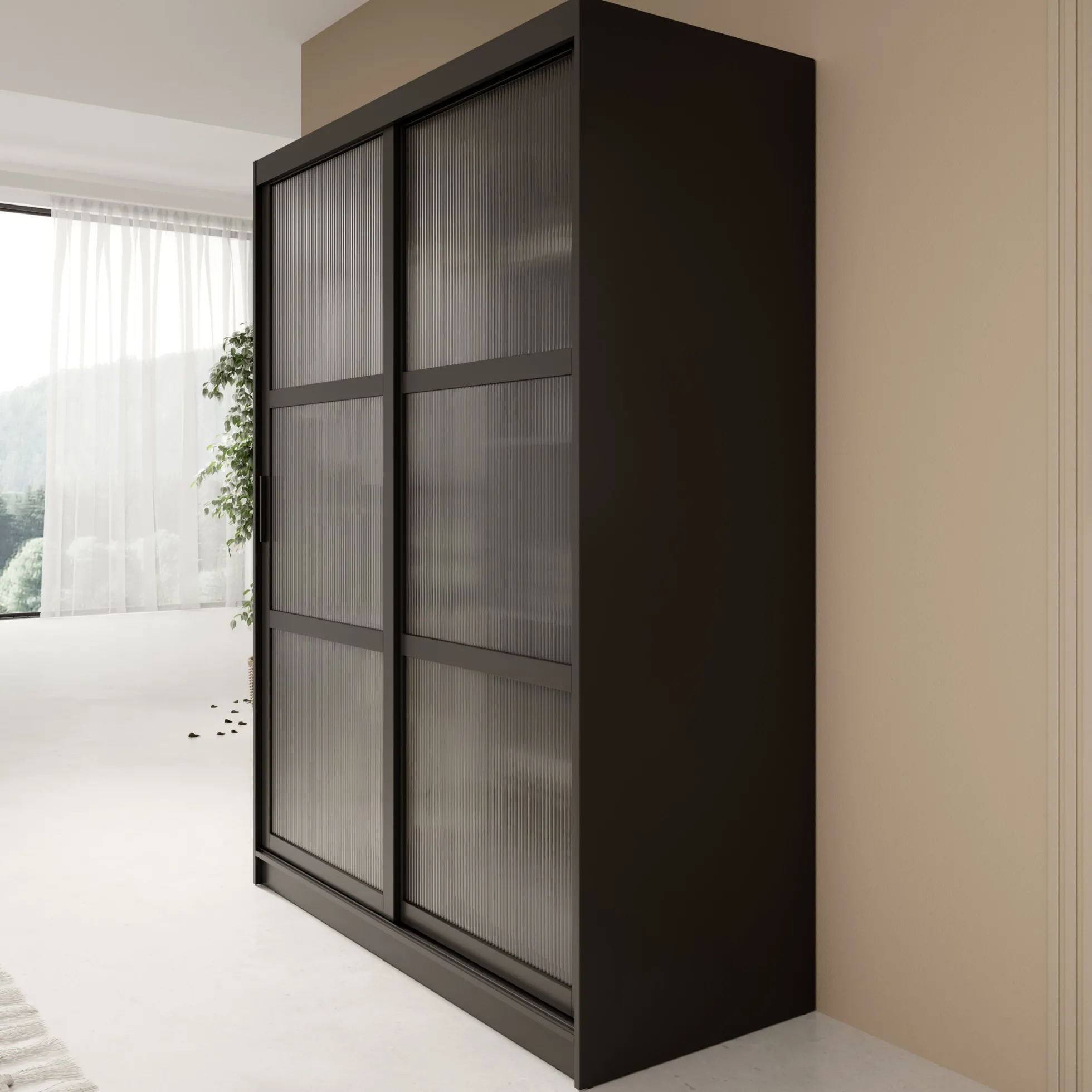 Fessaro - Kledingkast - Zwart - 150x62x200 cm