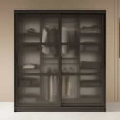 Fessaro- Kledingkast - Zwart - 180x62x200 cm