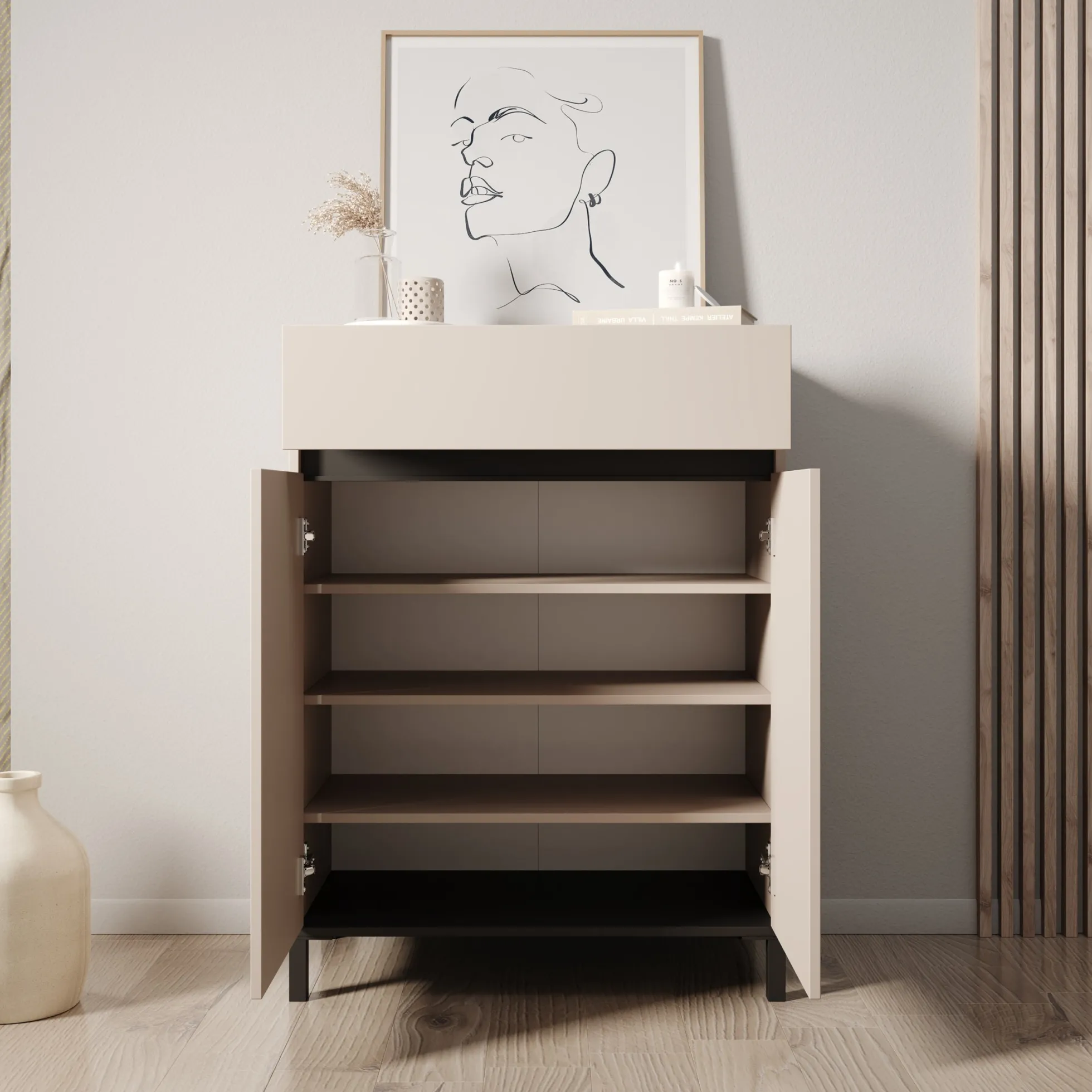 Finta - Schoenenkast - Beige - 80x40x110 cm