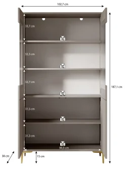 Five - Vitrinekast - Beige - 103x38x187 cm