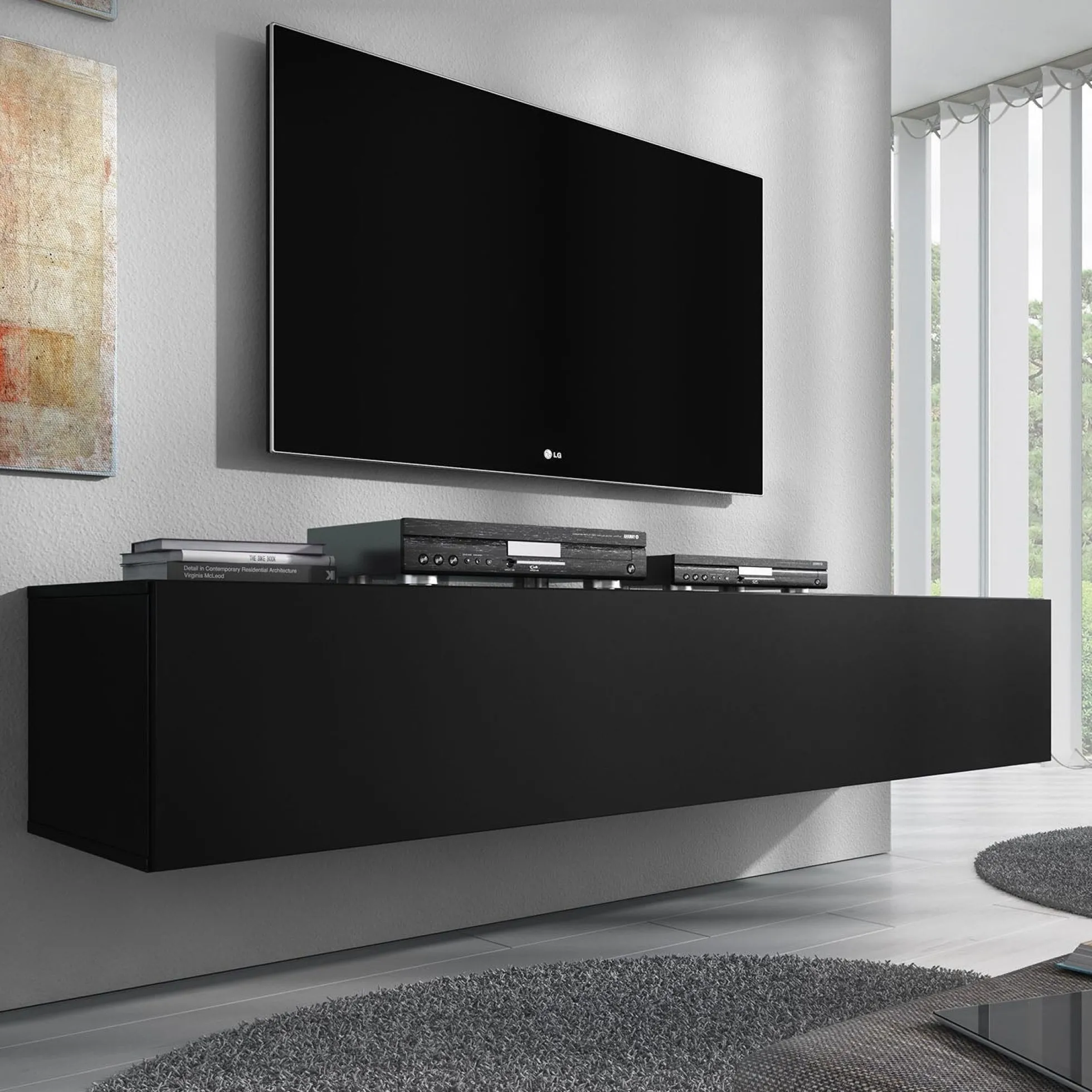 Flame - TV-Meubel - Mat zwart - 160 cm