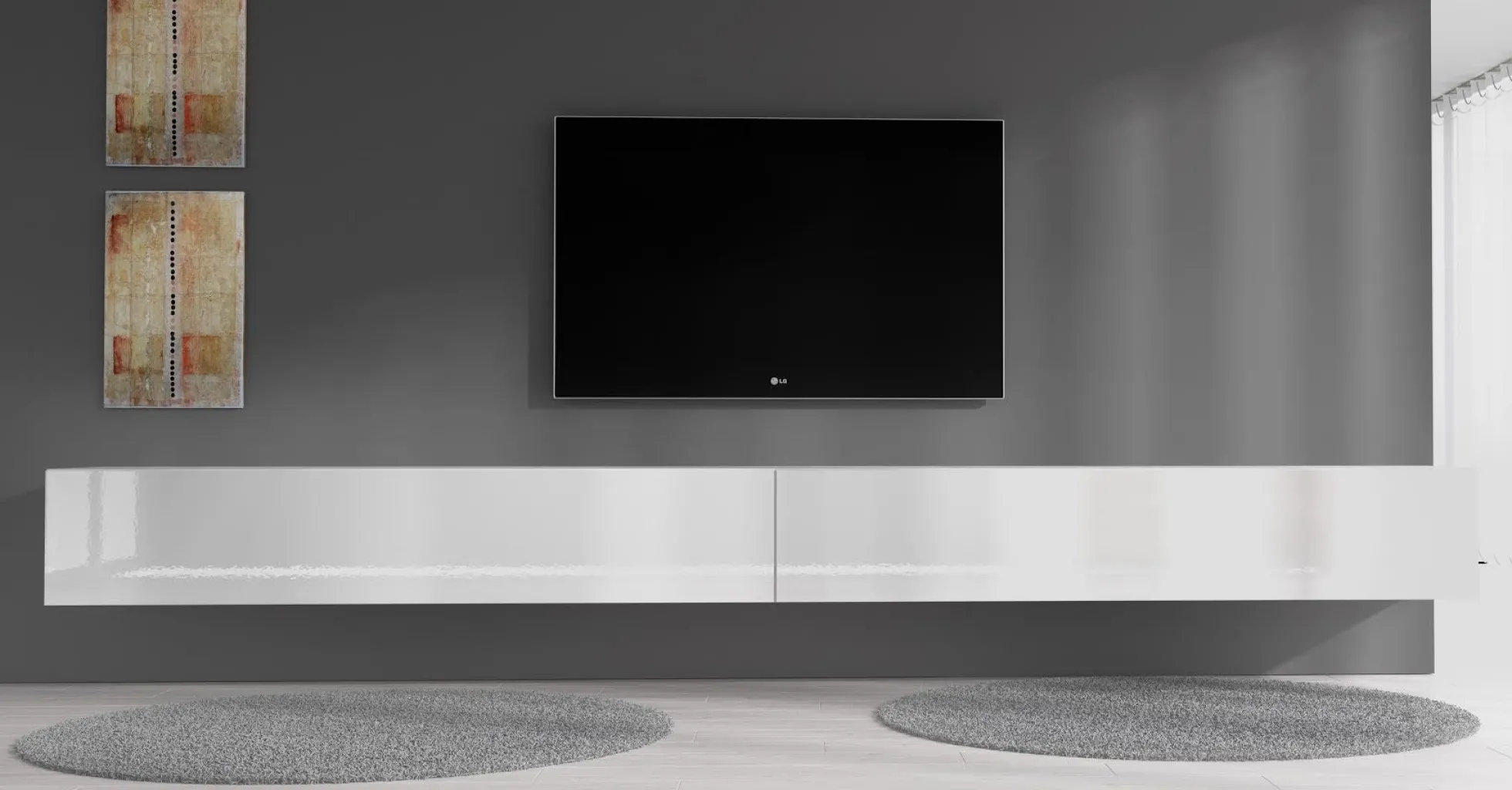 Flame - TV-Meubel - Wit - 320 cm