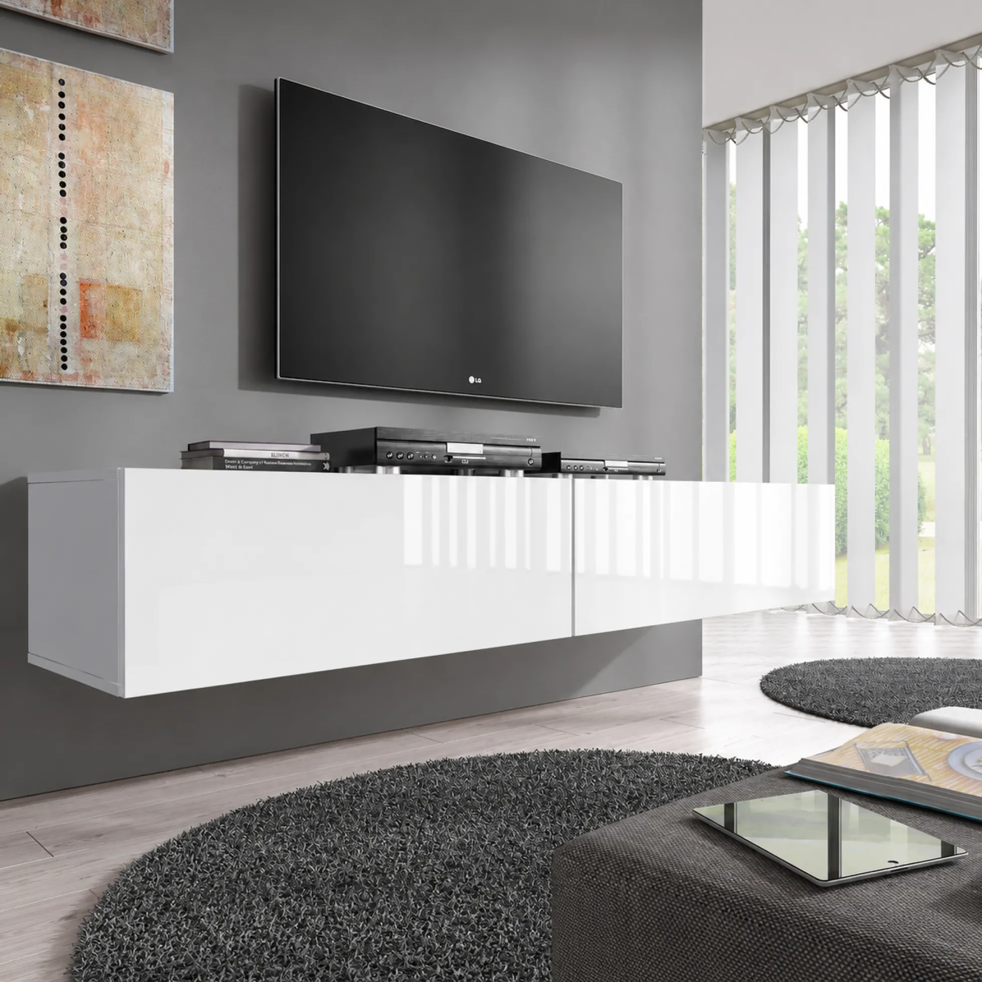 Flame - TV-Meubel - Wit - 200 cm