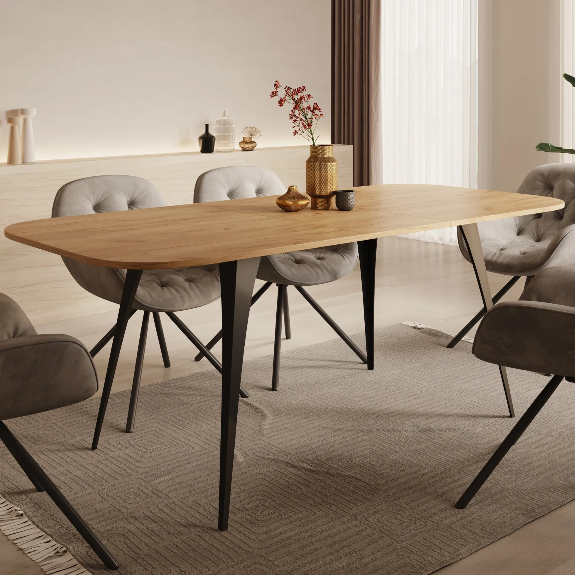 Flix - Eetkamertafel - Eiken - Uitschuifbaar - 160x90x76 cm