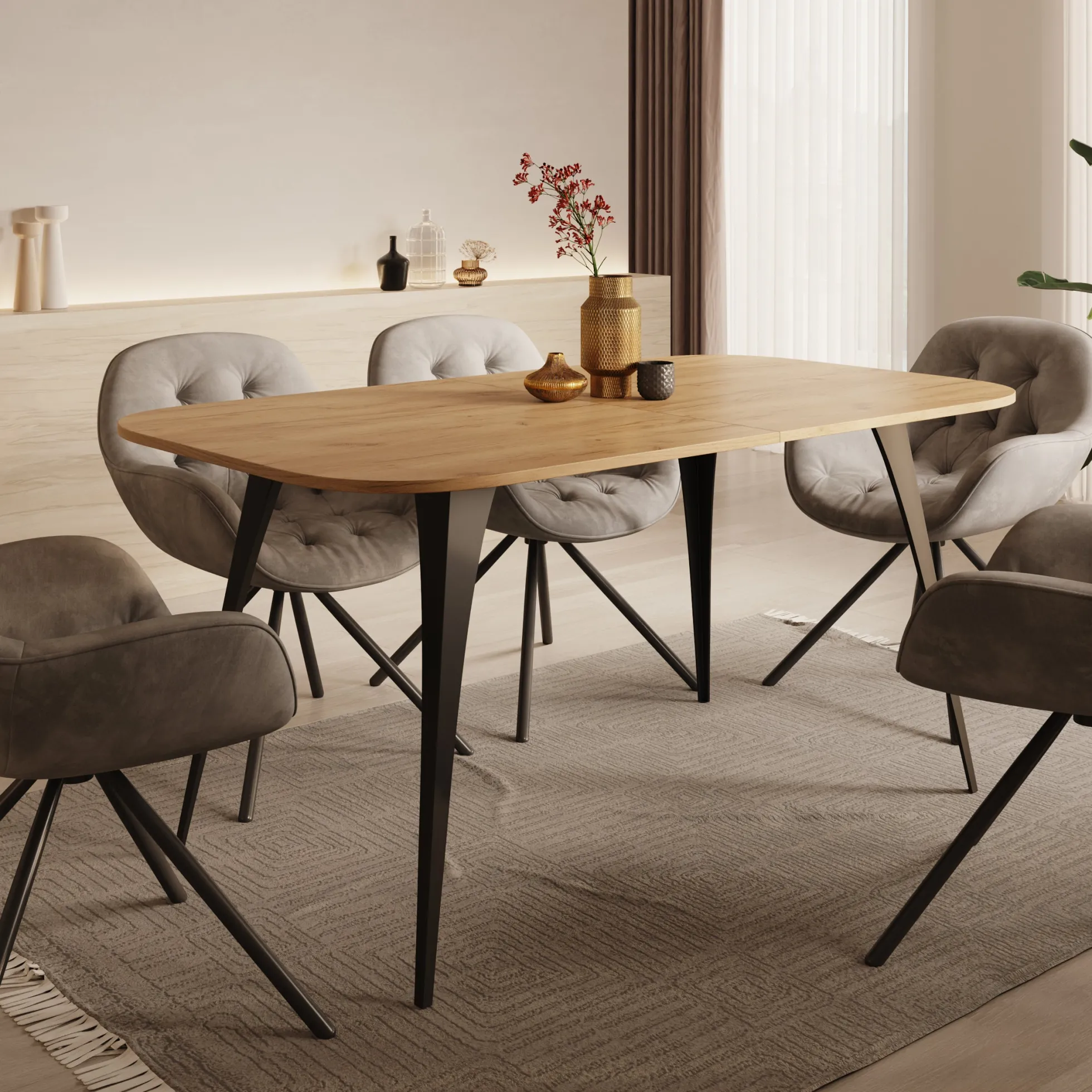 Flix - Eetkamertafel - Eiken - Uitschuifbaar - 160x90x76 cm