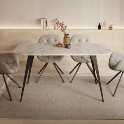 Flix - Eetkamertafel - Wit marmerlook - Uitschuifbaar - 160x90x76 cm