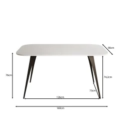 Flix - Eetkamertafel - Wit marmerlook - Uitschuifbaar - 160x90x76 cm