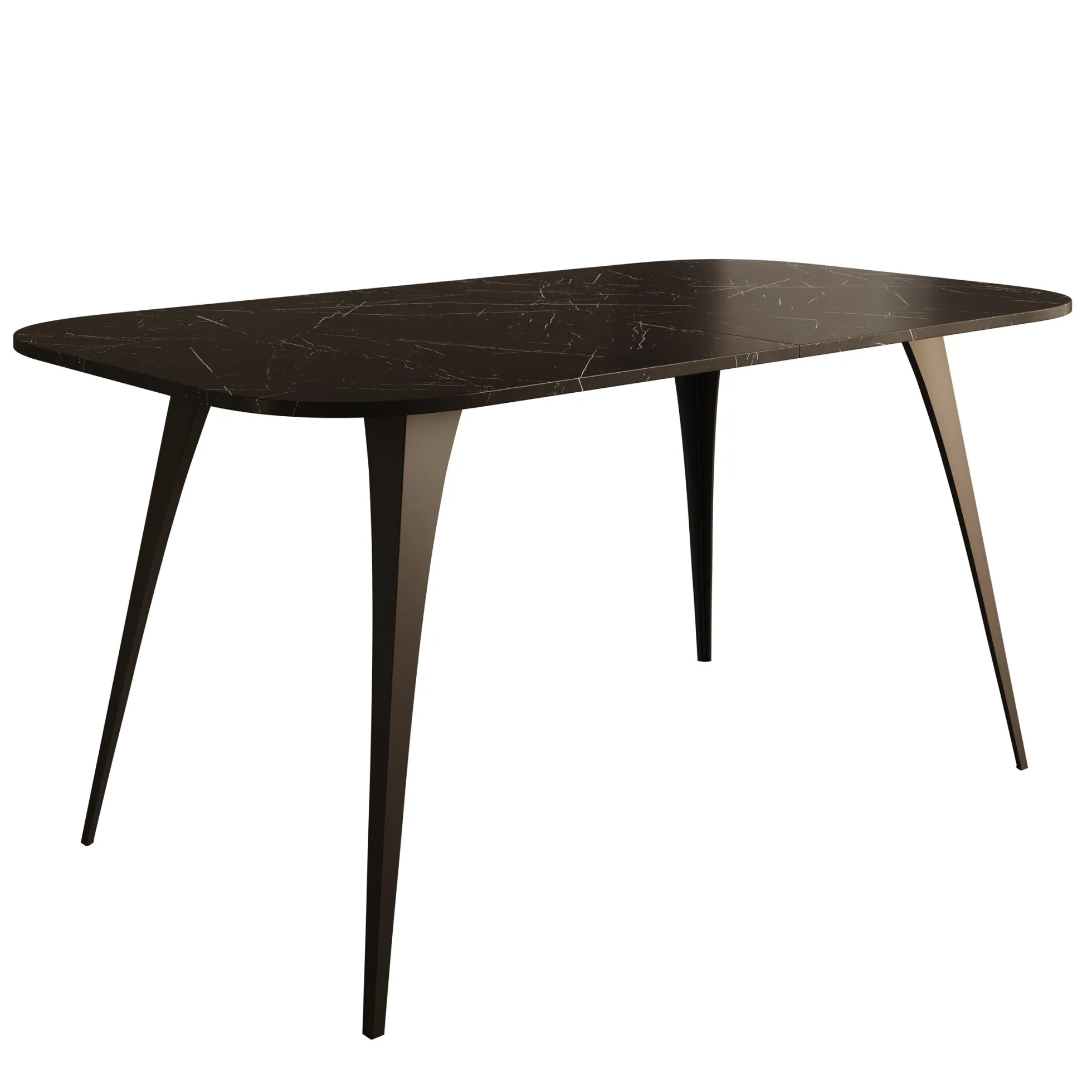 Flix - Eetkamertafel - Zwart marmerlook - Uitschuifbaar - 160x90x76 cm