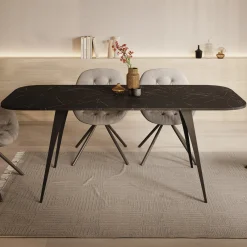 Flix - Eetkamertafel - Zwart marmerlook - Uitschuifbaar - 160x90x76 cm