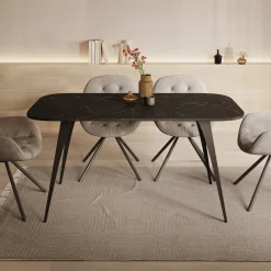 Flix - Eetkamertafel - Zwart marmerlook - Uitschuifbaar - 160x90x76 cm