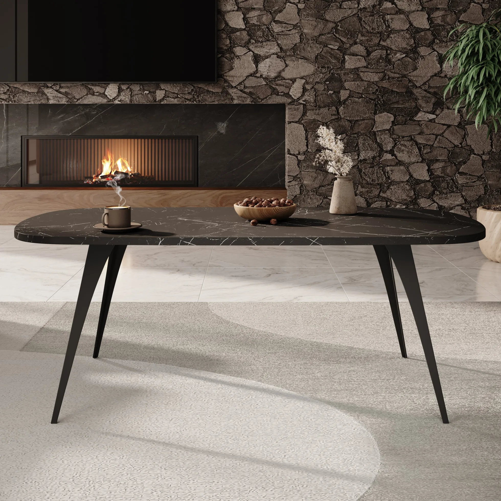 Flix - Salontafel - Zwart marmerlook - 120x60x45 cm