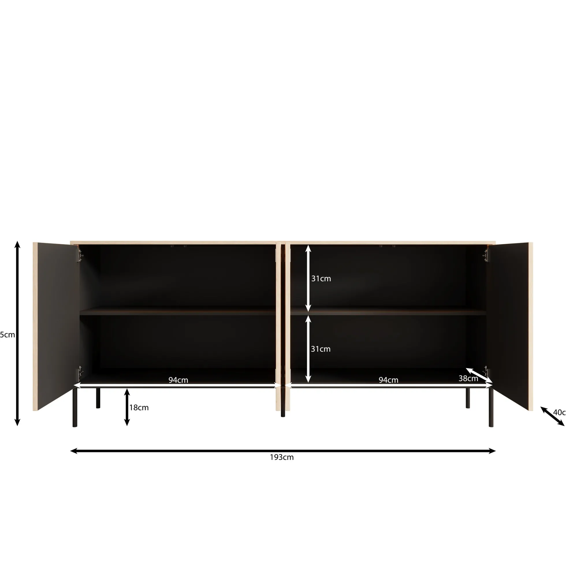 Fontello - Dressoir - Eikenpatroon - 193x40x85 cm