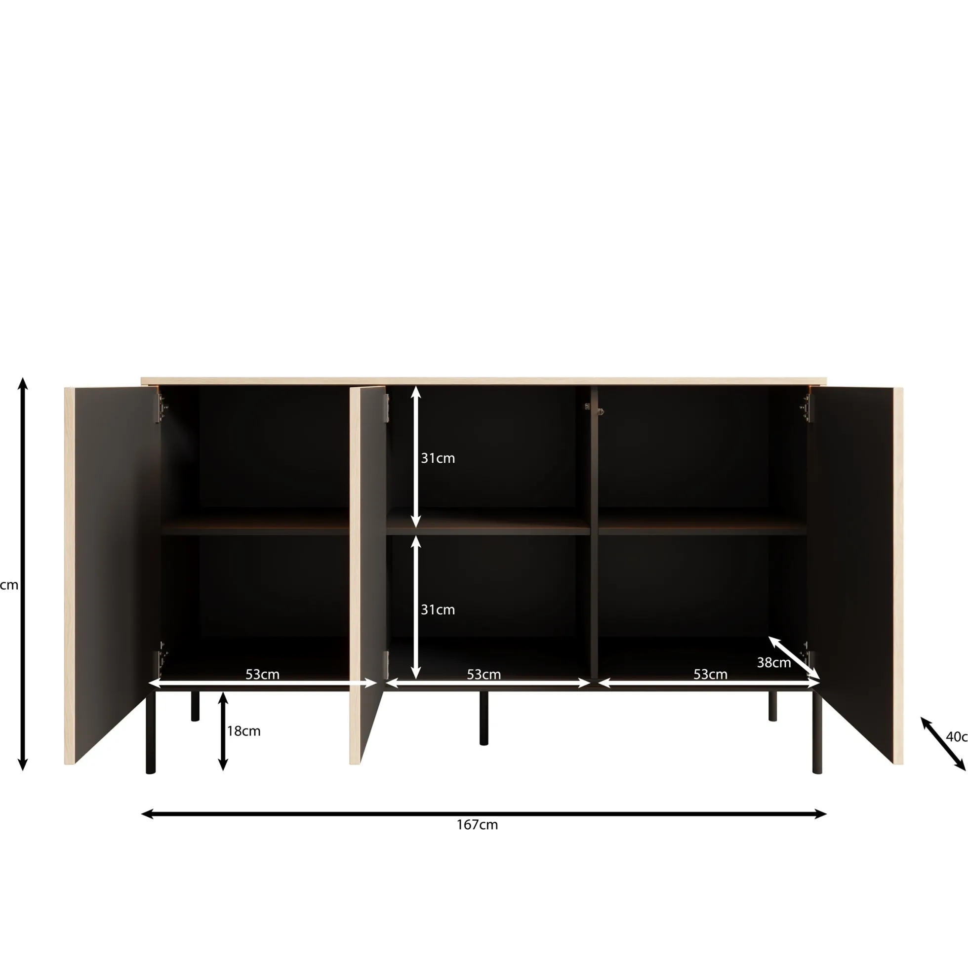 Fontello - Dressoir - Eikenpatroon - 167x40x85 cm