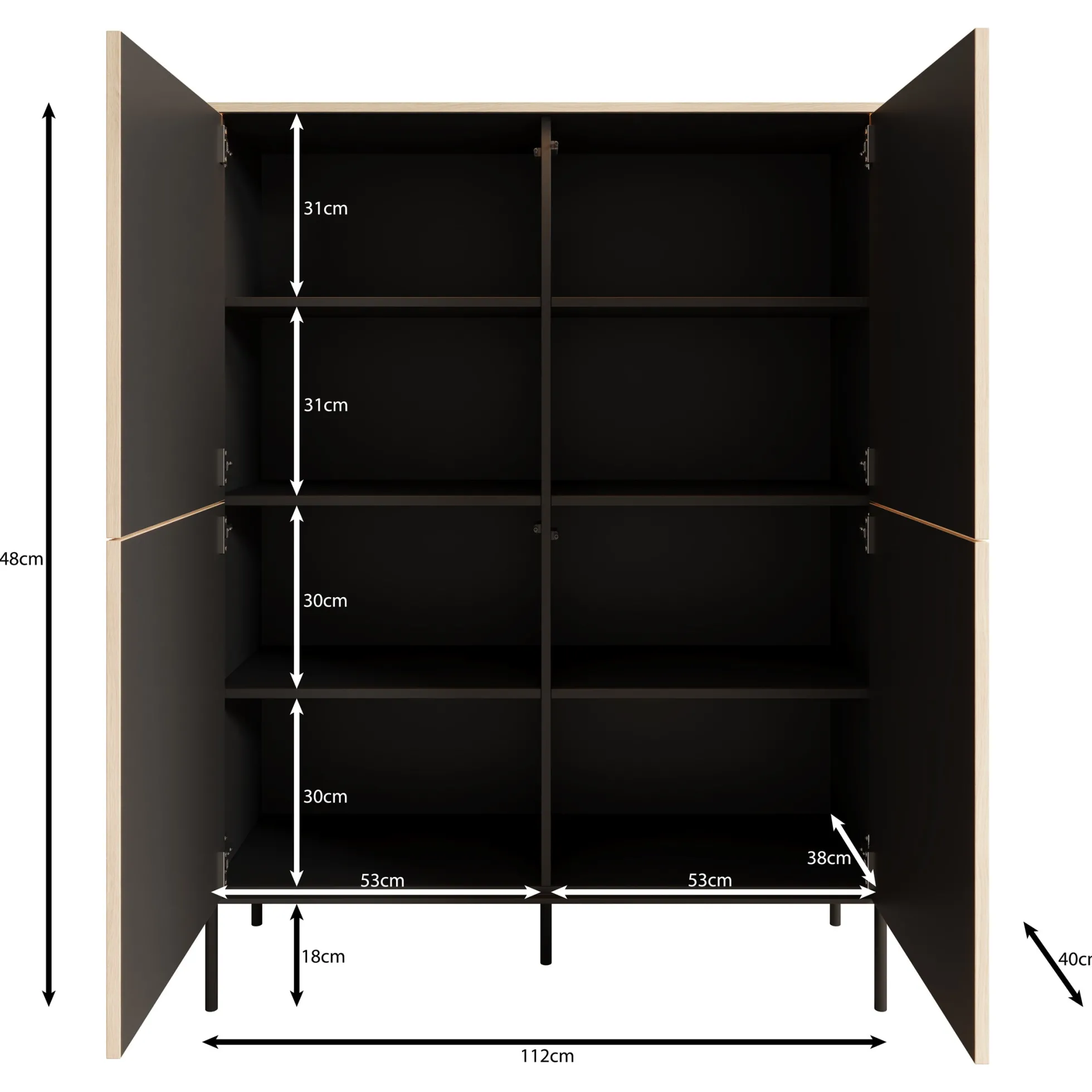 Fontello - Dressoir - Eikenpatroon - 112x40x148 cm