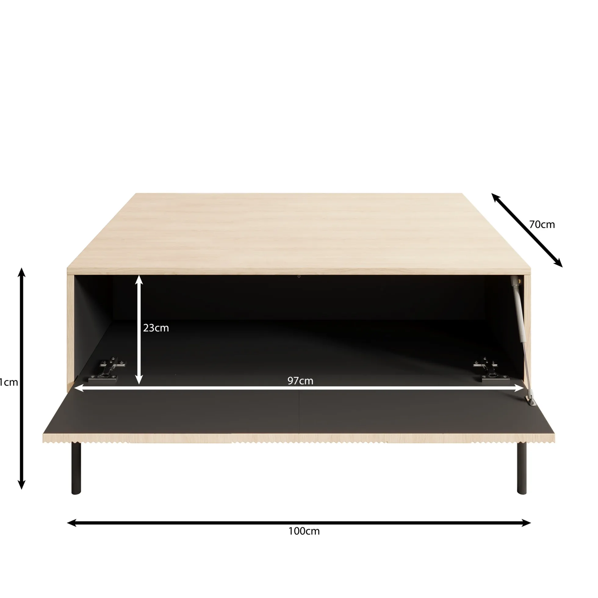 Fontello - Salontafel met opbergruimte - Eikenpatroon - 100x70x51 cm