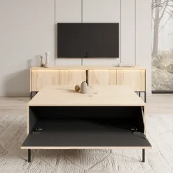 Fontello - Salontafel met opbergruimte - Eikenpatroon - 100x70x51 cm