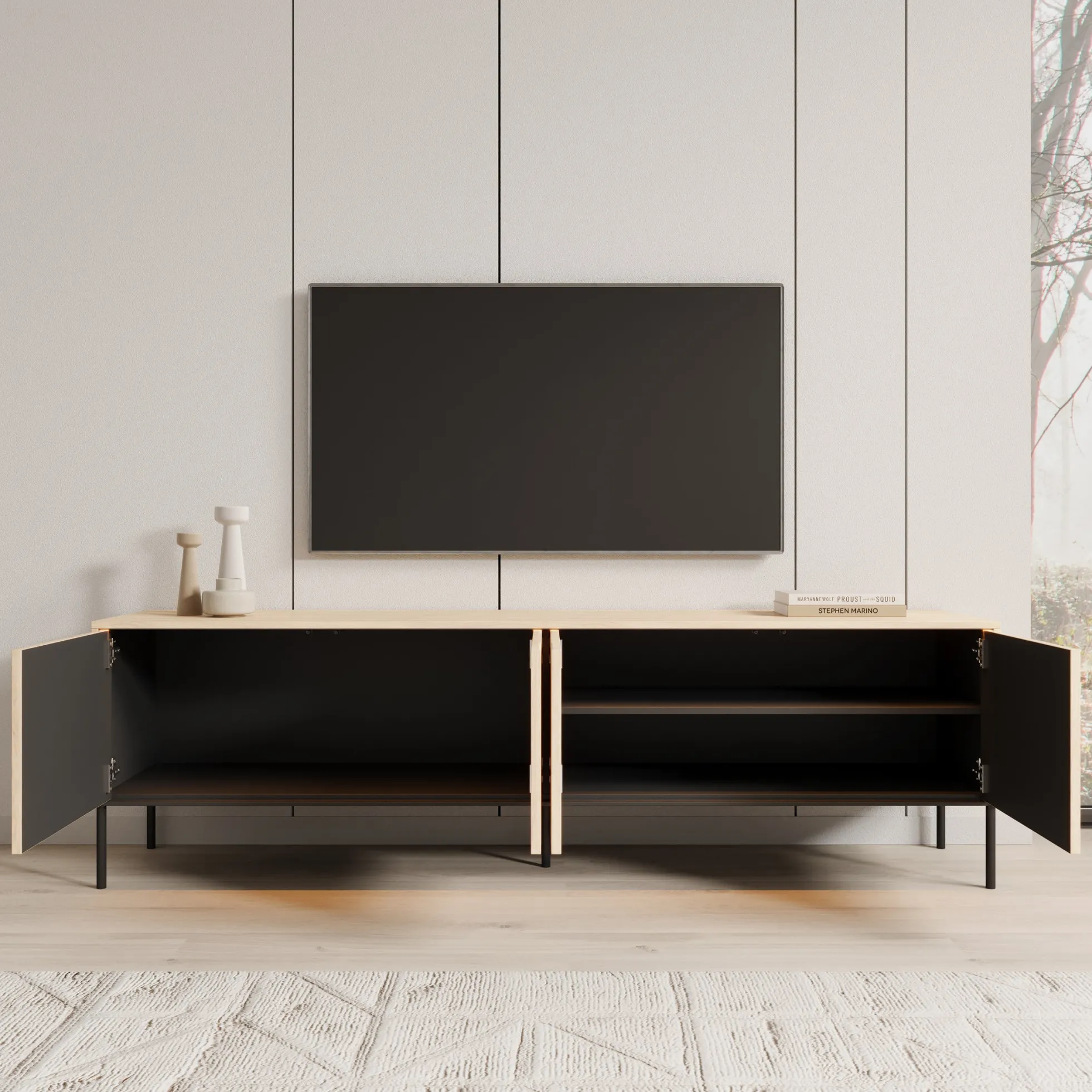 Fontello - TV-meubel met LED - Eikenpatroon - 193x40x57 cm