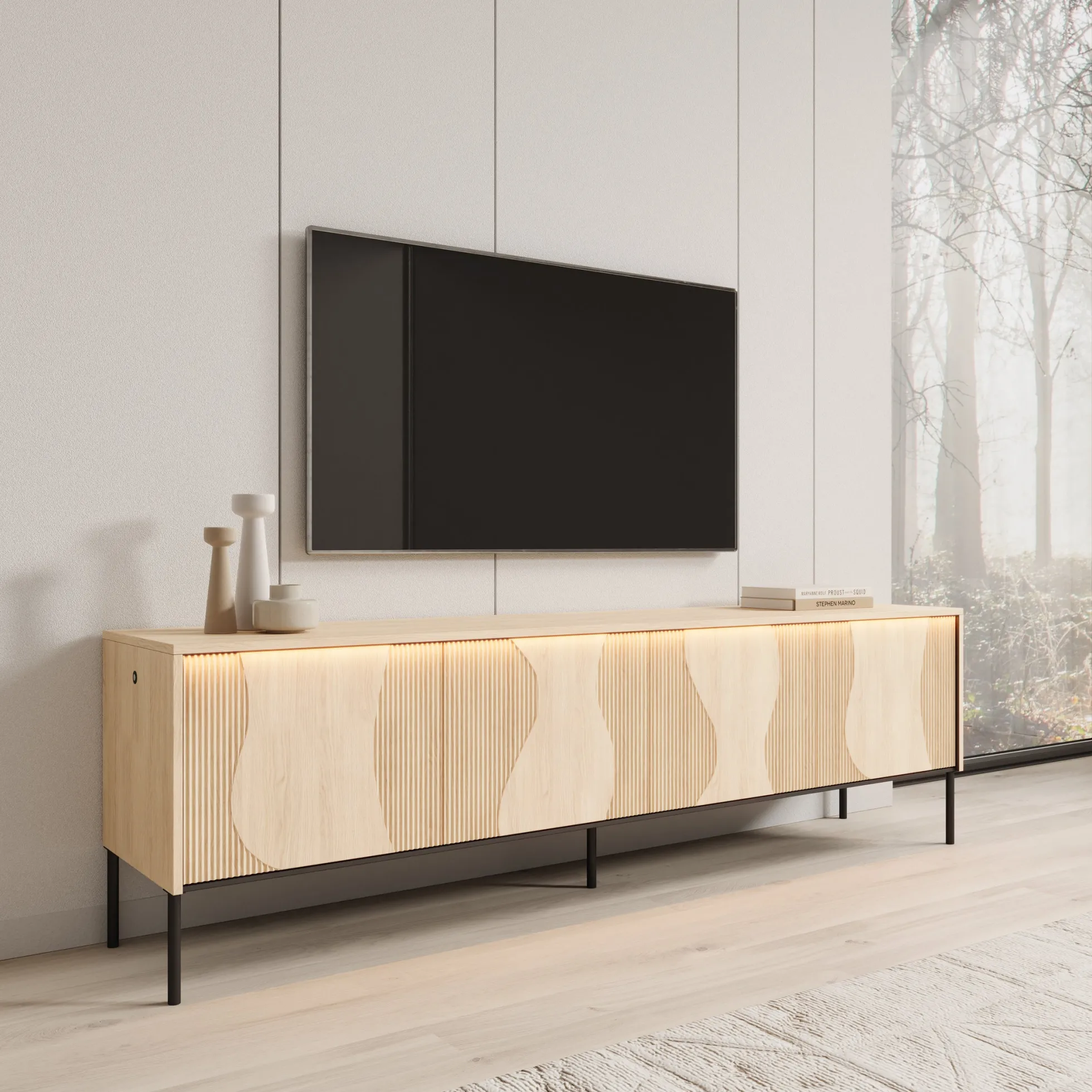 Fontello - TV-meubel met LED - Eikenpatroon - 193x40x57 cm