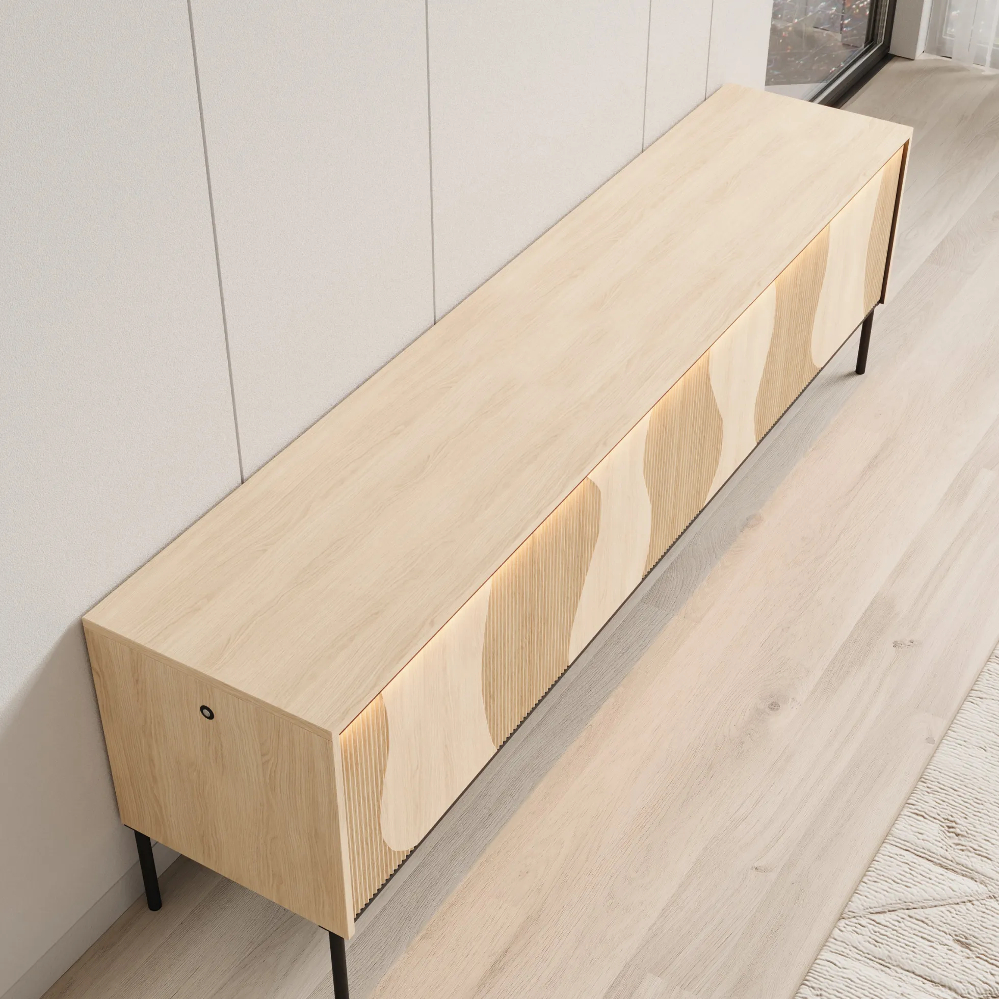 Fontello - TV-meubel met LED - Eikenpatroon - 193x40x57 cm