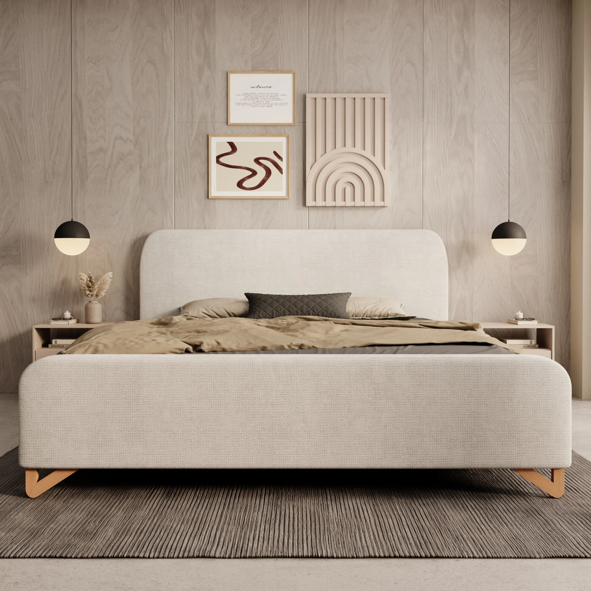Fortaleza - Tweepersoonsbed - Stof beige - 160x200 cm