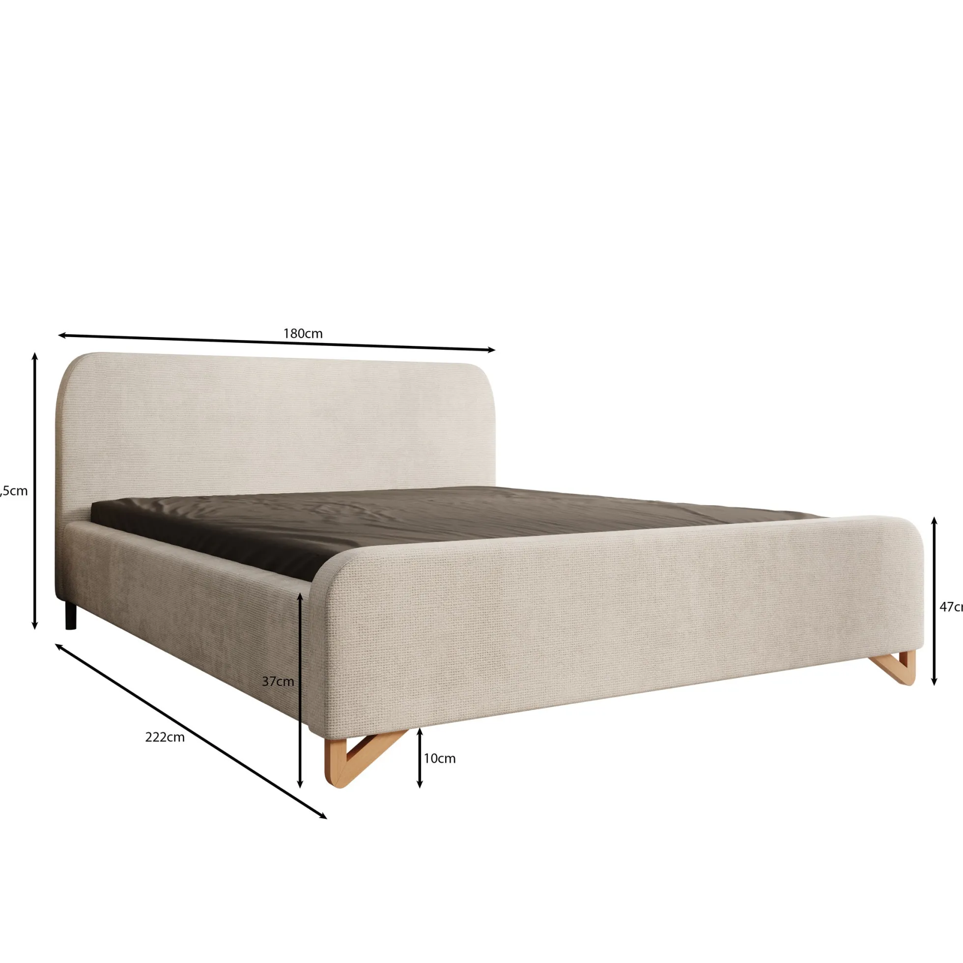 Fortaleza - Tweepersoonsbed - Stof beige - 160x200 cm