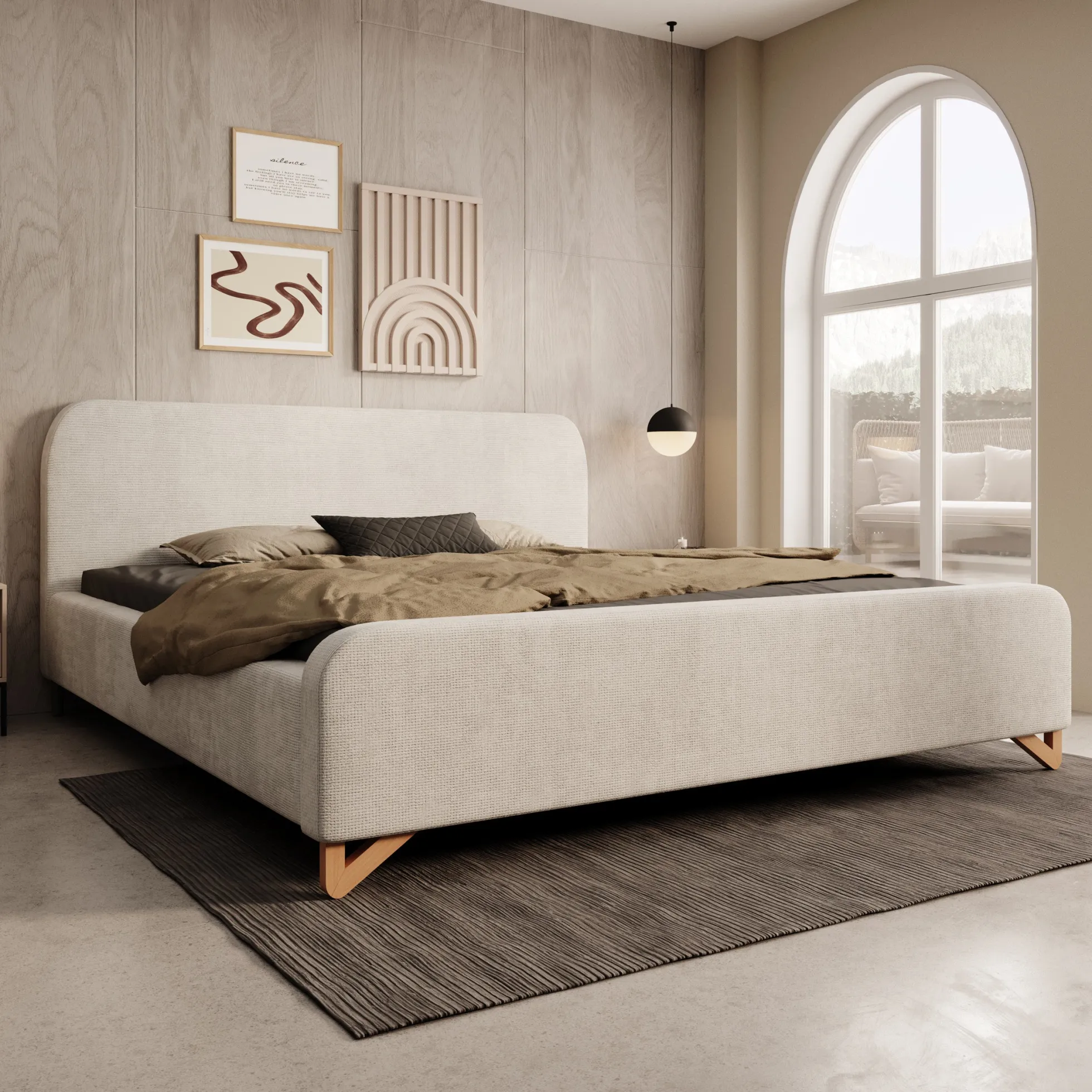 Fortaleza - Tweepersoonsbed - Stof beige - 180x200 cm