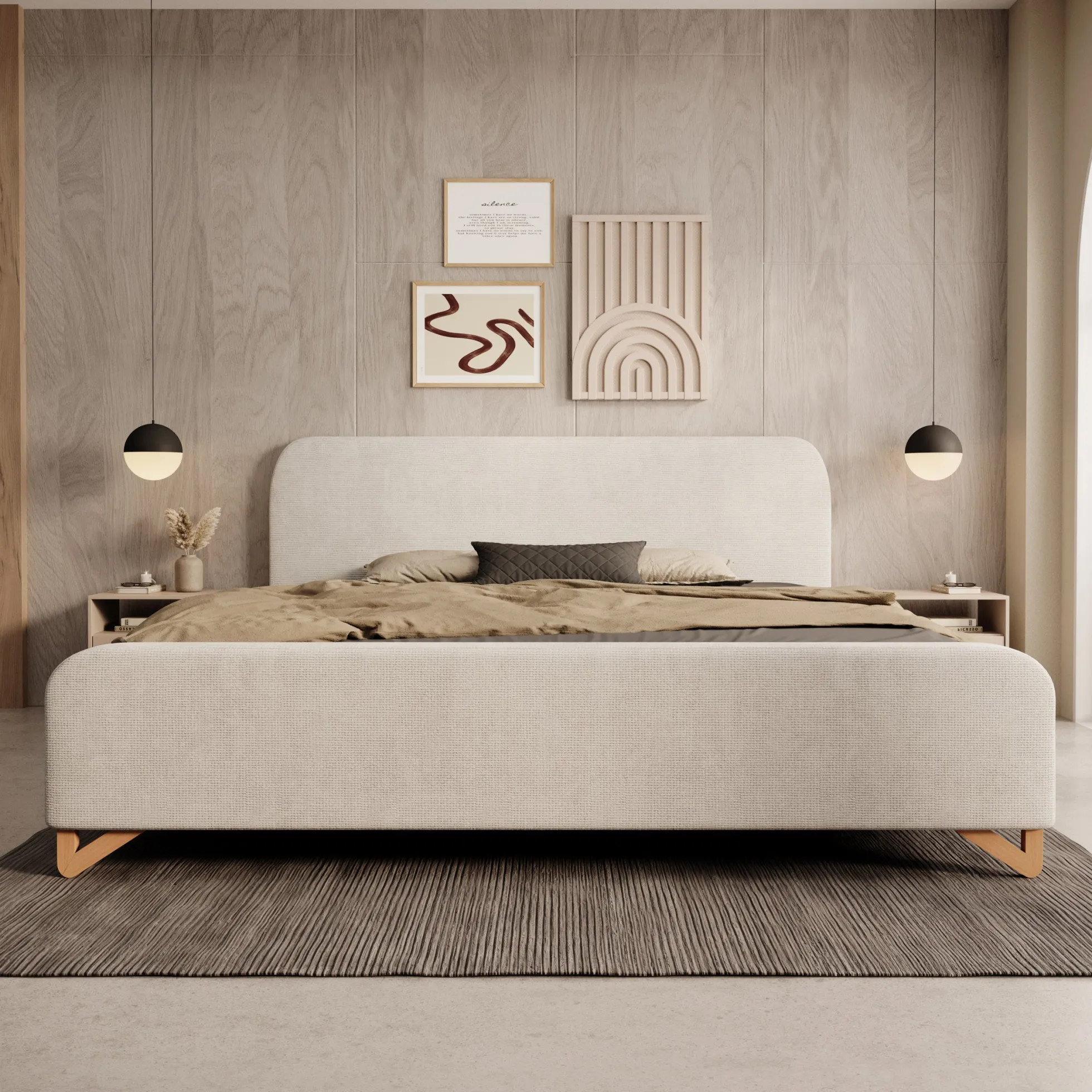 Fortaleza - Tweepersoonsbed - Stof beige - 180x200 cm