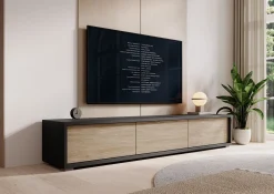 Fortunato - TV-Meubel - Antraciet/eiken - 180 cm