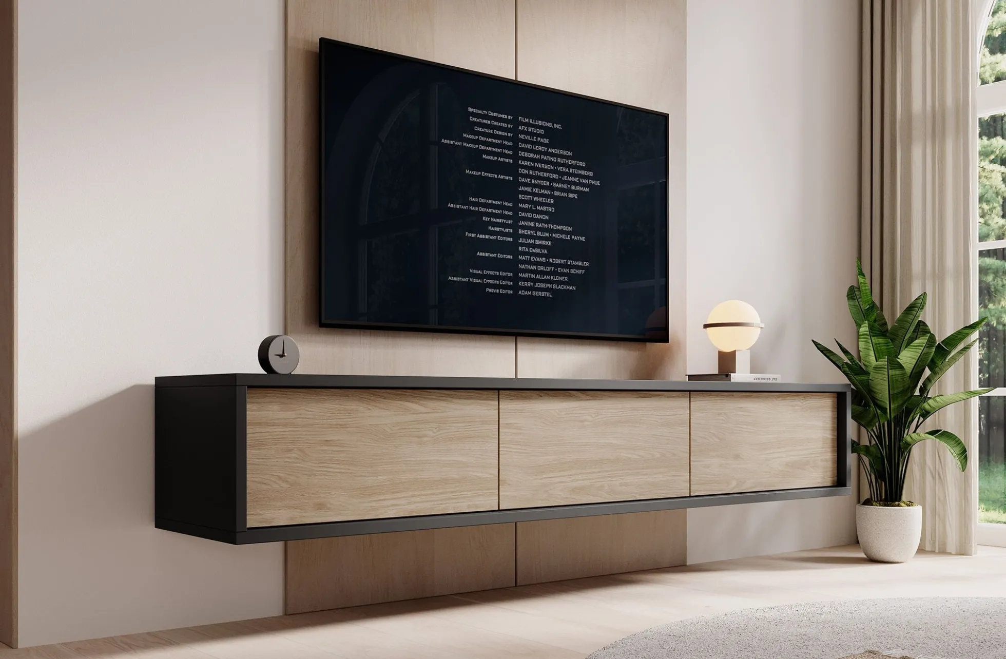 Fortunato - TV-Meubel - Antraciet/eiken - 180 cm
