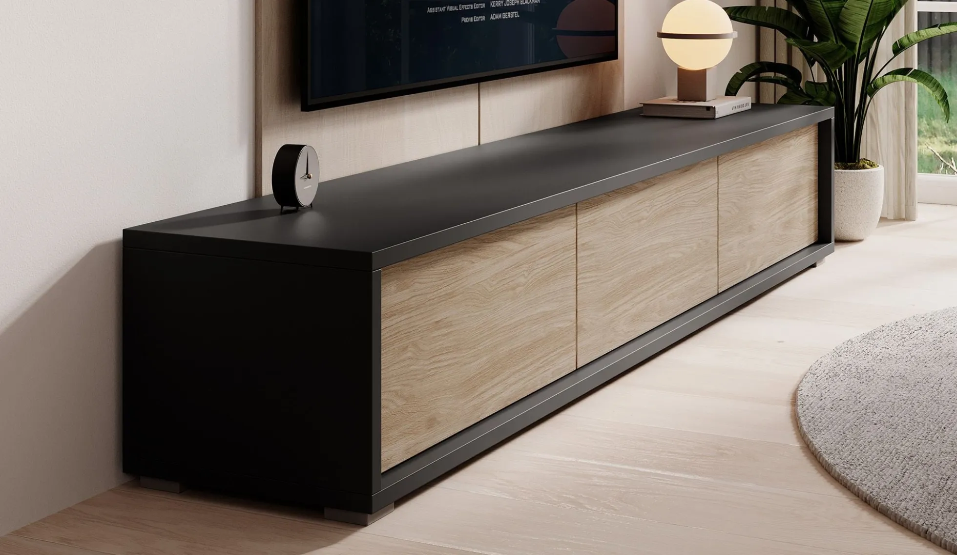 Fortunato - TV-Meubel - Antraciet/eiken - 180 cm
