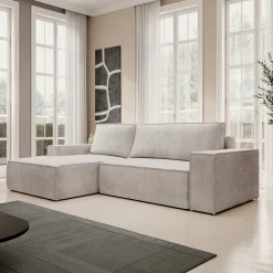 Foster - Hoekbank - Beige Ribstof - Links