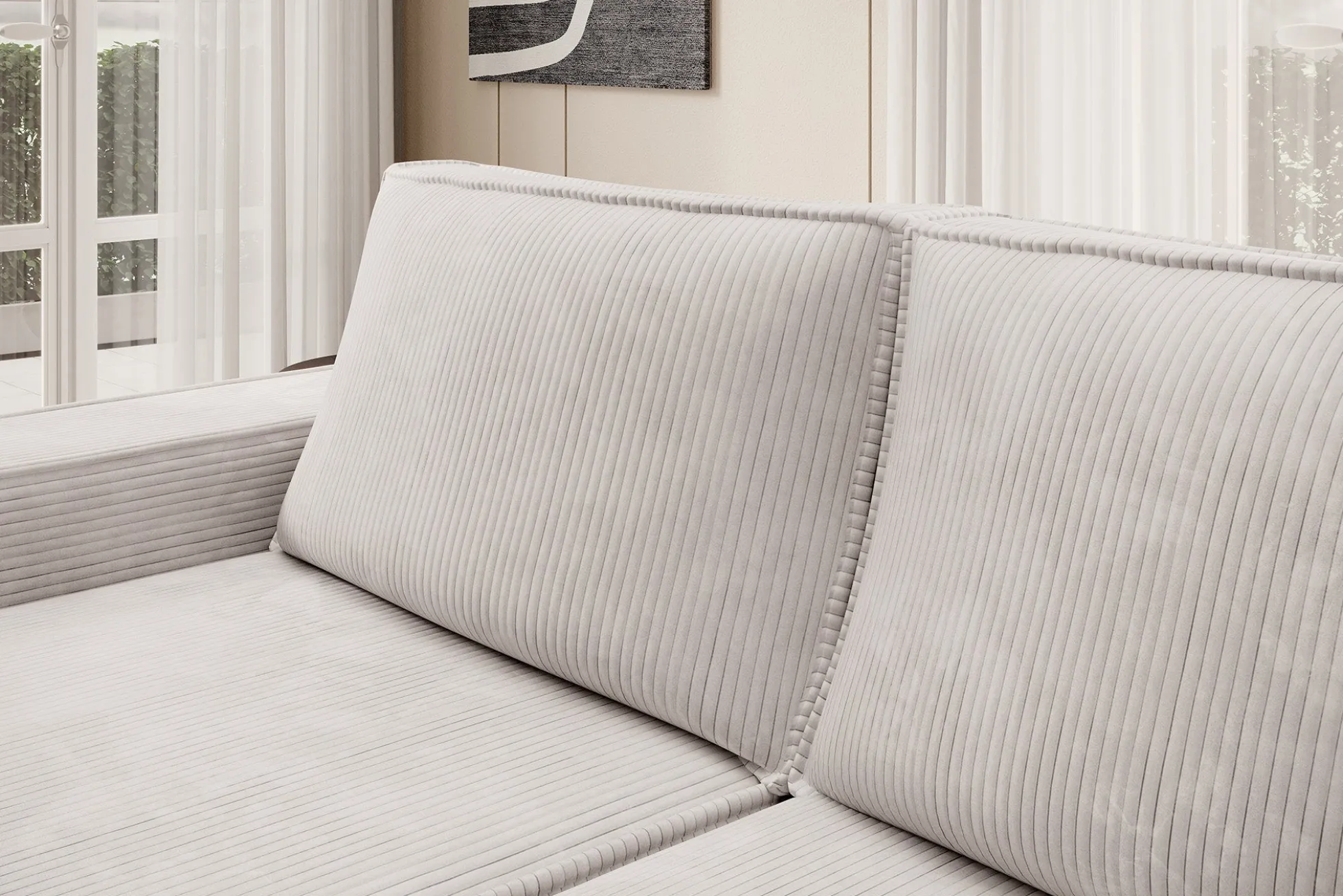 Foster - Hoekbank - Beige Ribstof - Links