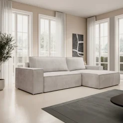 Foster - Hoekbank - Beige Ribstof - Rechts