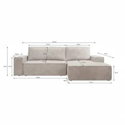 Foster - Hoekbank - Beige Ribstof - Rechts