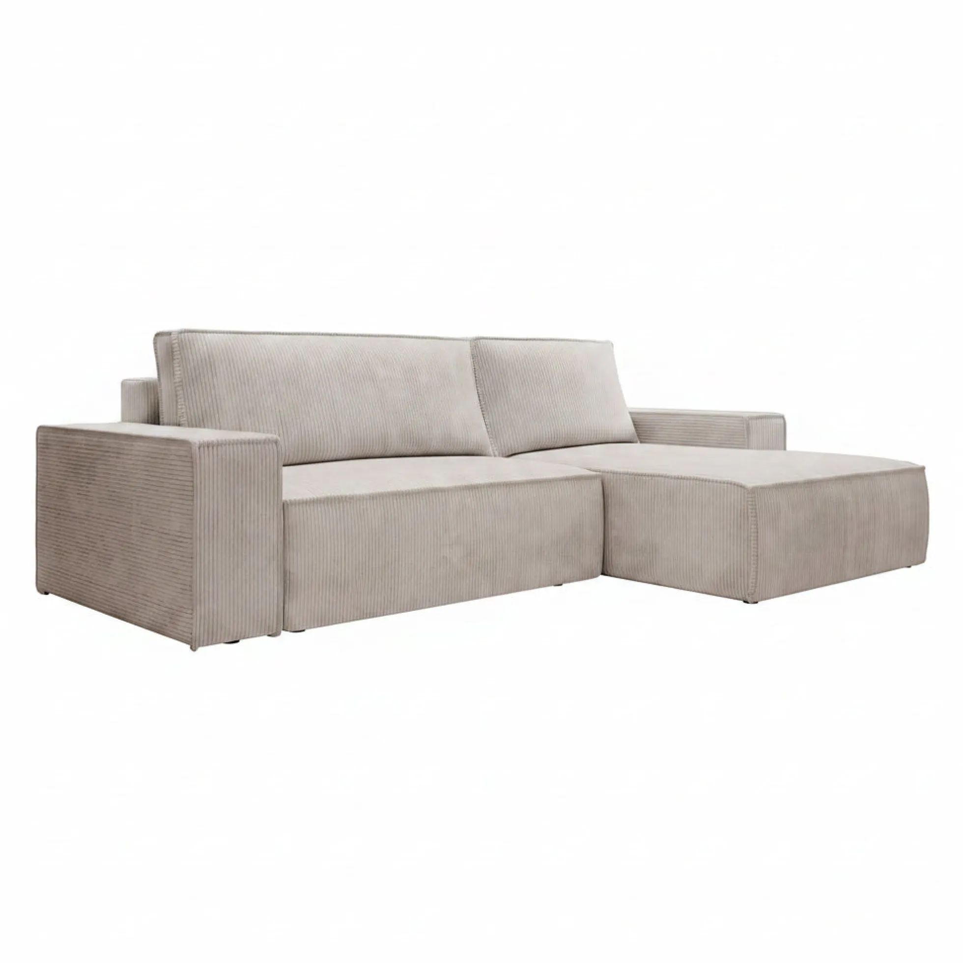 Foster - Hoekbank - Beige Ribstof - Rechts