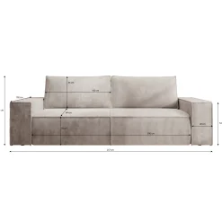 Foster - 3-zitsbank met slaapfunctie - Ribstof beige - 257x102x85 cm