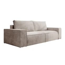 Foster - 3-zitsbank met slaapfunctie - Ribstof beige - 257x102x85 cm