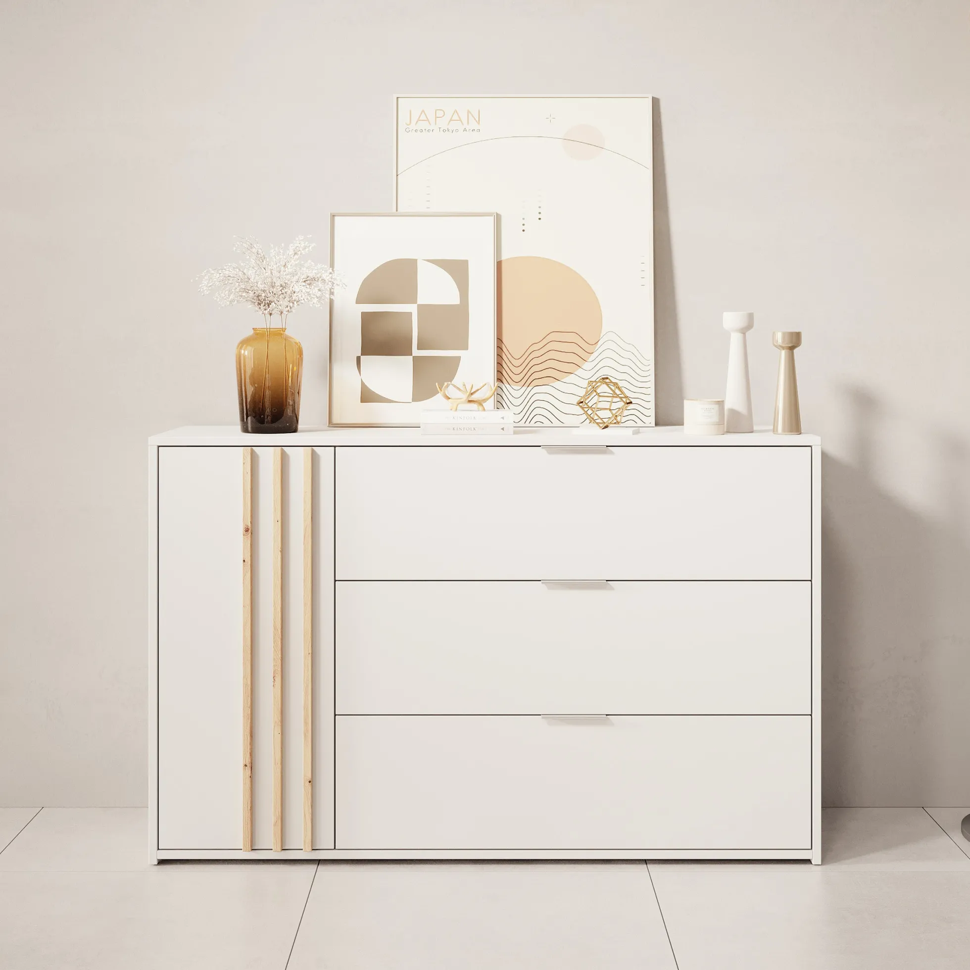 Franklin - Dressoir - Wit - 125x35x80 cm