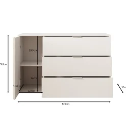 Franklin - Dressoir - Wit - 125x35x80 cm
