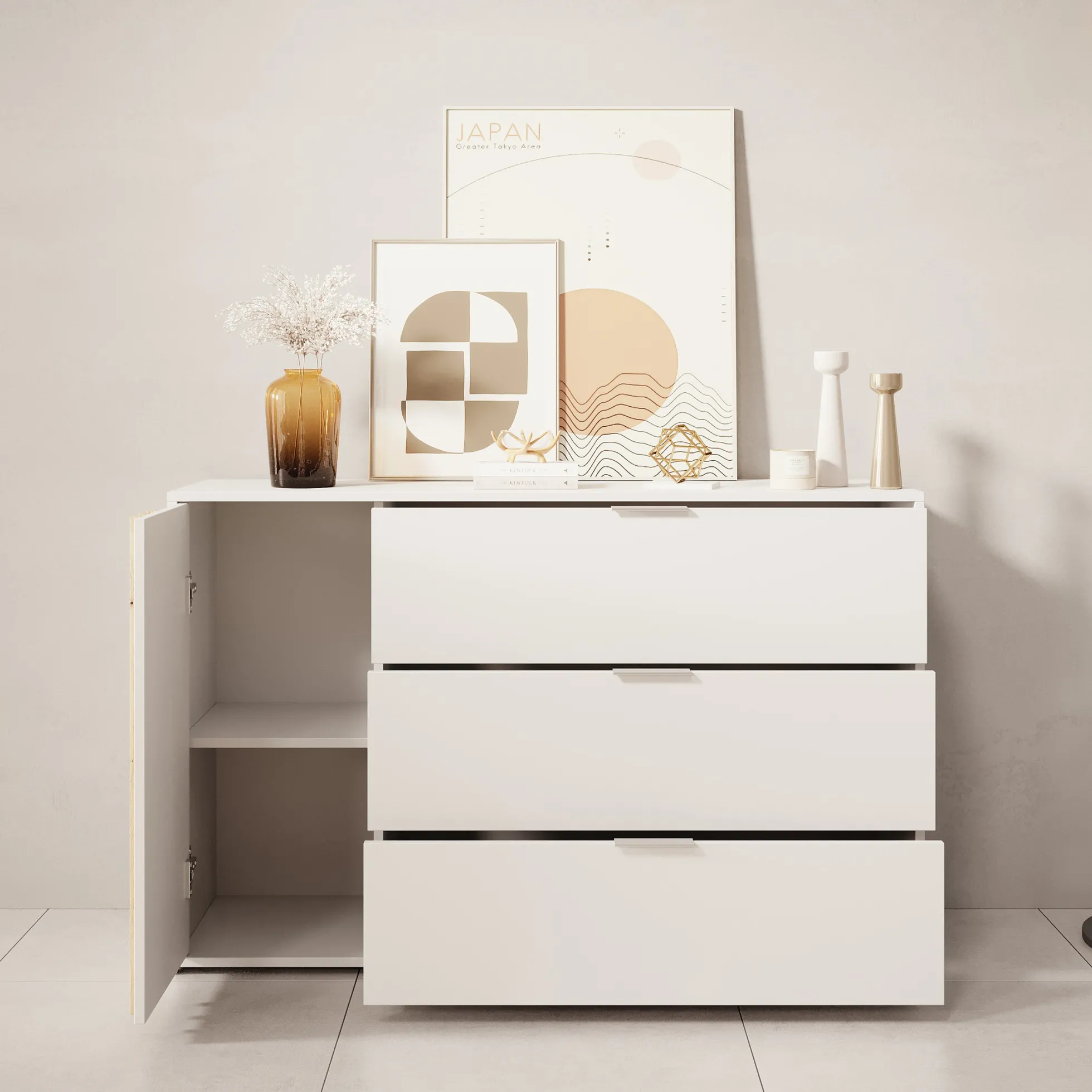 Franklin - Dressoir - Wit - 125x35x80 cm