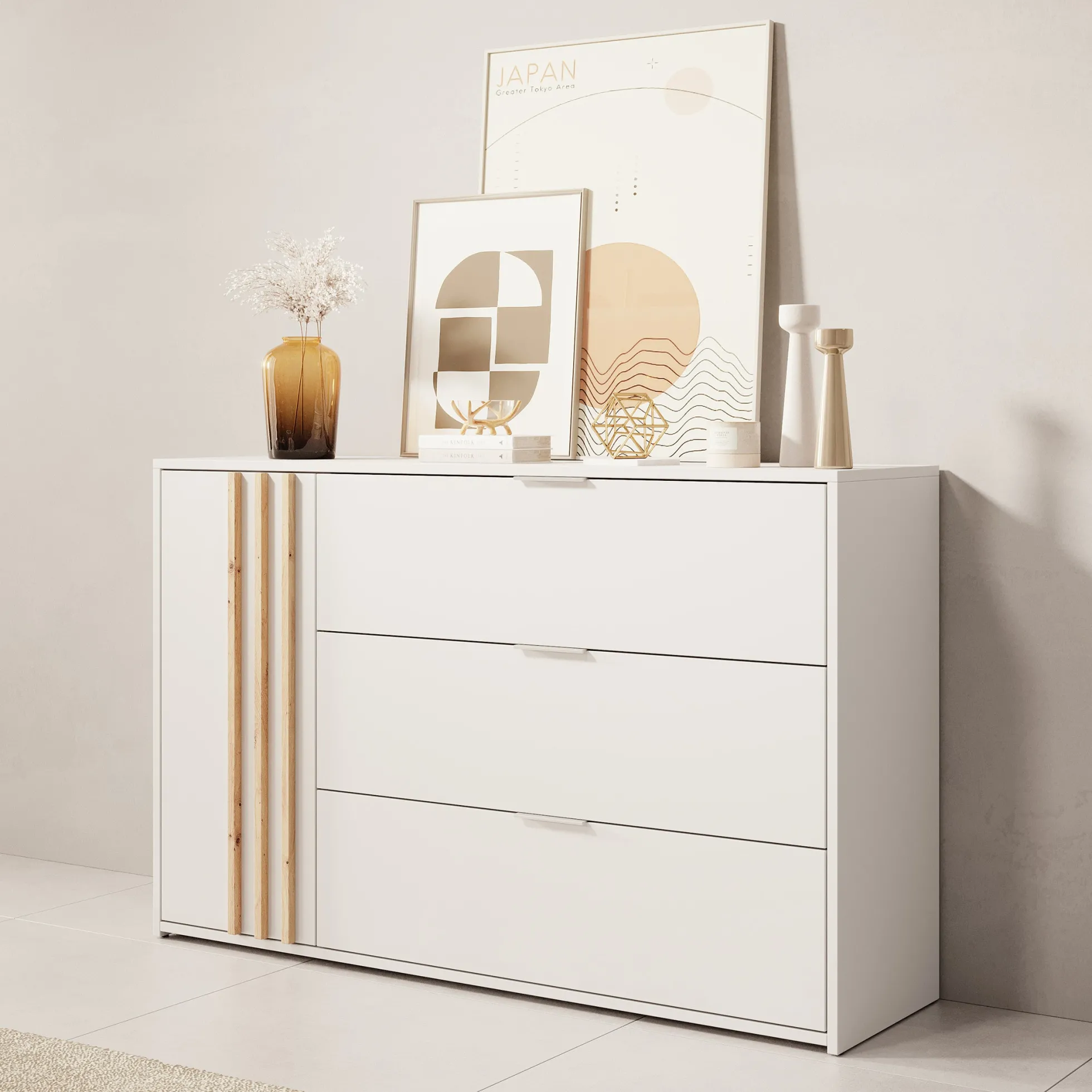 Franklin - Dressoir - Wit - 125x35x80 cm