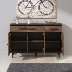 Frey - Dressoir - Donker eiken - Zwart - 135x40x86 cm
